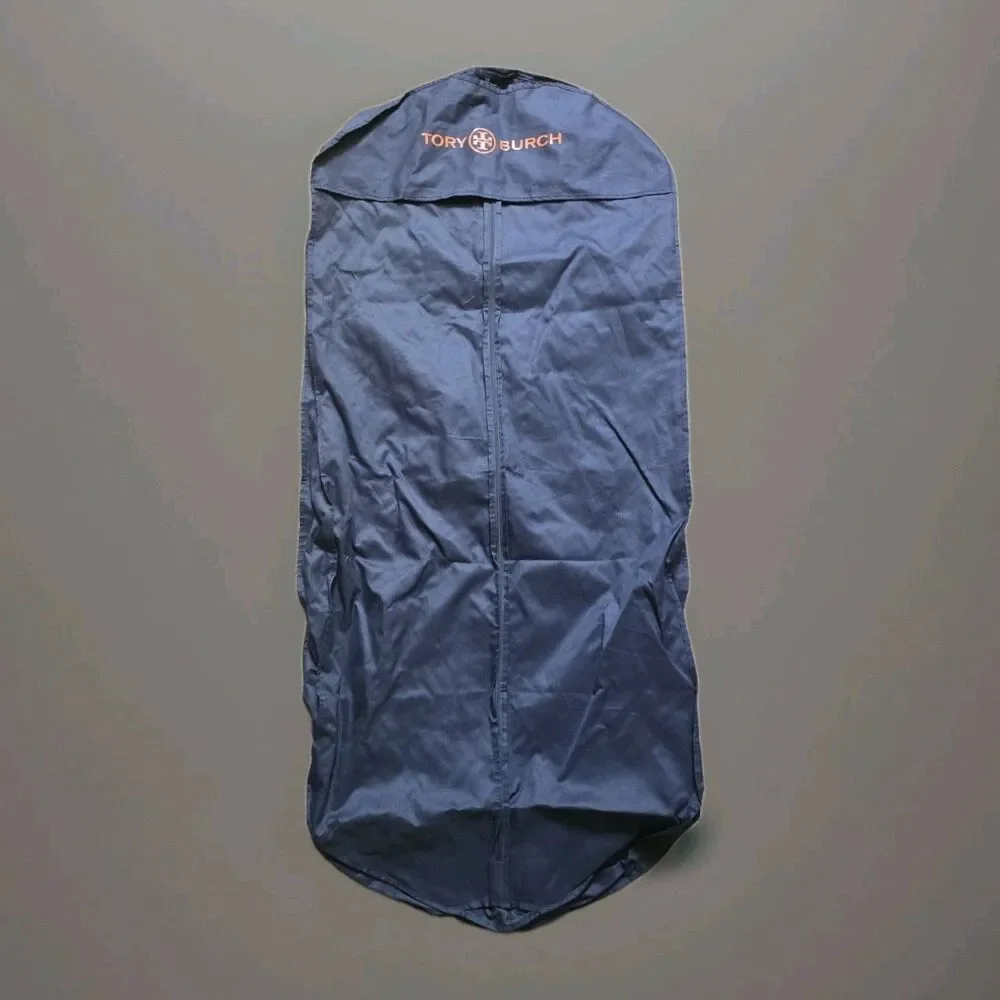 Tory Burch Navy Canvas Garment Bag with zipper measuring 24 X 53